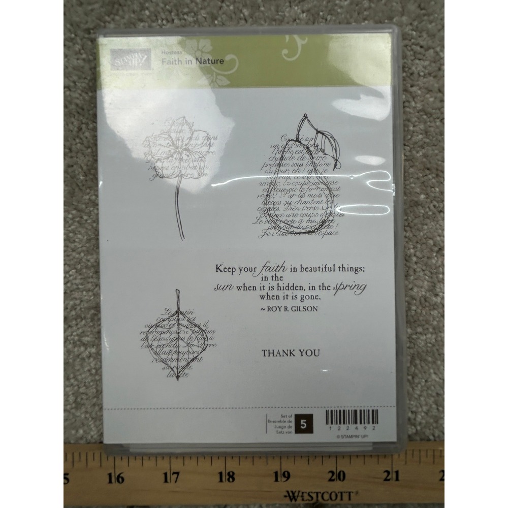 Stampin Up Faith In Nature 122492 Clear Mount Rubber Stamps Hostess Floral 5pc